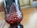 Кристални чаши за вино и кана червен кристал, снимка 8