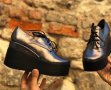 Обувки на платформа - бронз кожа - 120K, снимка 1 - Дамски ежедневни обувки - 36040690