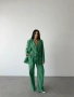Дамски зелен костюм от 3 части – сако, елек и широк панталон, снимка 7