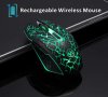  LED оптична гейминг мишка с USB приемник, 3 регулируеми DPI нива и 6 бутона,акумулаторна,безшумна, снимка 7