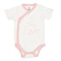 Бебешко памучно боди с къс ръкав и бели розови цветя My Little Flower 0-6 месеца S_1233524, снимка 1