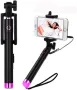 Ръчен кабелен компактен селфи стик за смартфон. Черно-розово, лилаво, снимка 1