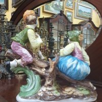 Прекрасна голяма антикварна  порцеланова фигура статуетка композиция Capodimonte , снимка 6 - Антикварни и старинни предмети - 39010470