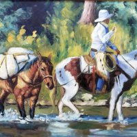 	 Голяма картина "Каубой с коне", снимка 2 - Картини - 32433474
