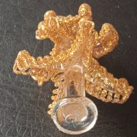 Стъклена мини Коледна Елха с празничен златен брокат, снимка 3 - Декорация за дома - 43199184