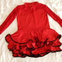 Червена рокля със черен кант за танци или повод, снимка 2 - Детски рокли и поли - 38349736
