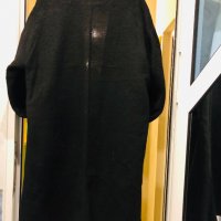 Дълго модерно черно палто-халат, снимка 4 - Палта, манта - 27163042