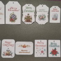12 Merry Christmas Коледни Тагове табелки табели етикети картонени за подаръци ръчна изработка укра