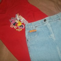  Нова тениска и дънкова пола.104 размер, снимка 1 - Детски комплекти - 36622841