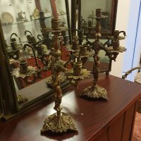 Рядки антикварни фигурални френски бронзови свещници , снимка 6 - Антикварни и старинни предмети - 38561086