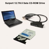 USB Кабел за Записващи Оптични устройства Засписвачки DVD CD Slimline SATA Laptop CD/DVD Rom Optical, снимка 9 - Лаптоп аксесоари - 32627048