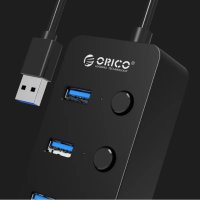 Orico хъб USB3.0 HUB 4 port black, 4 On/Off buttons - W9PH4-U3-BK, снимка 6 - Други - 43061949