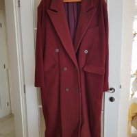Мъжко кашмирено дълго палто бордо, снимка 1 - Палта - 39947438