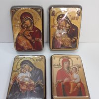 Дебели малки икони с Майка Богородица 16 / 11 см , платно и дърво , снимка 3 - Икони - 37534175