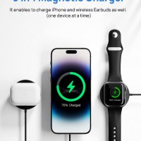 Ново магнитно безжично зарядно за телефон часовник iPhone Apple Watch, снимка 5 - Аксесоари за Apple - 39977501