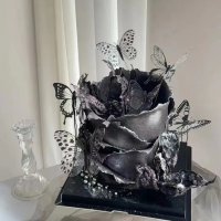 3D 12 бр pvc Черно бели самозалепващи пеперуди декорация за стена мебел торта, снимка 2 - Други - 40303566