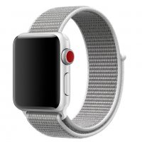 Текстилна каишка band за Apple Watch 7, 6, 5, 4, 3 - велкро бял  цвят, снимка 1 - Смарт часовници - 32356983