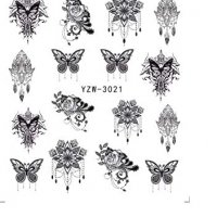 YZW-3021 Черни пеперуди капан сънища водни стикери маникюр ваденки нокти, снимка 1 - Продукти за маникюр - 33384087