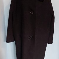 Винтидж палто от естествени материали / яка от черна лисица и вълна , снимка 1 - Палта, манта - 43800343
