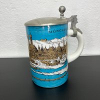 Немска порцеланова халба с цинков капак. №4897, снимка 1 - Колекции - 43763029
