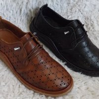 Обувки, естествена кожа, ластични връзки, код 603/ББ1/68, снимка 1 - Дамски ежедневни обувки - 40820449