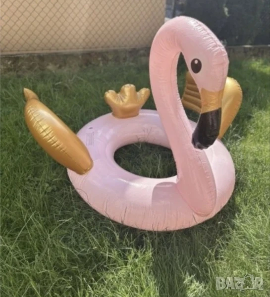 Надуваемо фламинго, gold - 115см, снимка 1