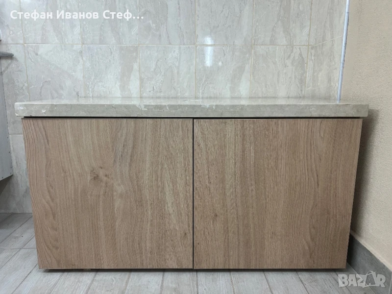 Мраморен плот с шкаф за баня или кухня, снимка 1