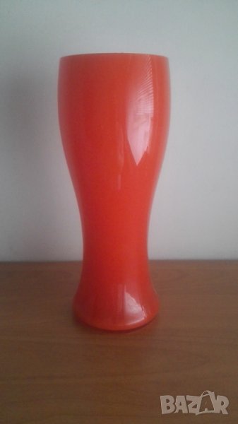 Соц стъкло ваза ретро червена, снимка 1