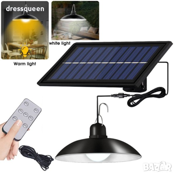 3956 Висяща соларна лампа тип полилей със соларен панел , снимка 1