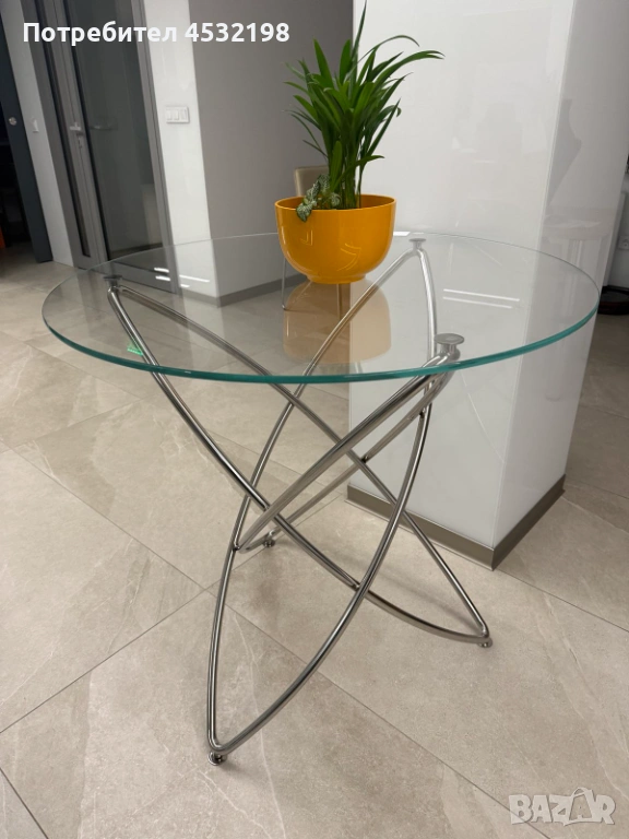 Стъклена кръгла маса, снимка 1