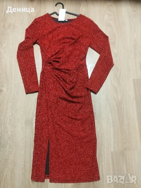 Червена рокля с цепка внос Италия Универсален размер до 110 гръдна , снимка 1