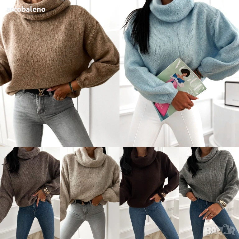 Дамски пуловер с висока яка GOWY, 7цвята , снимка 1