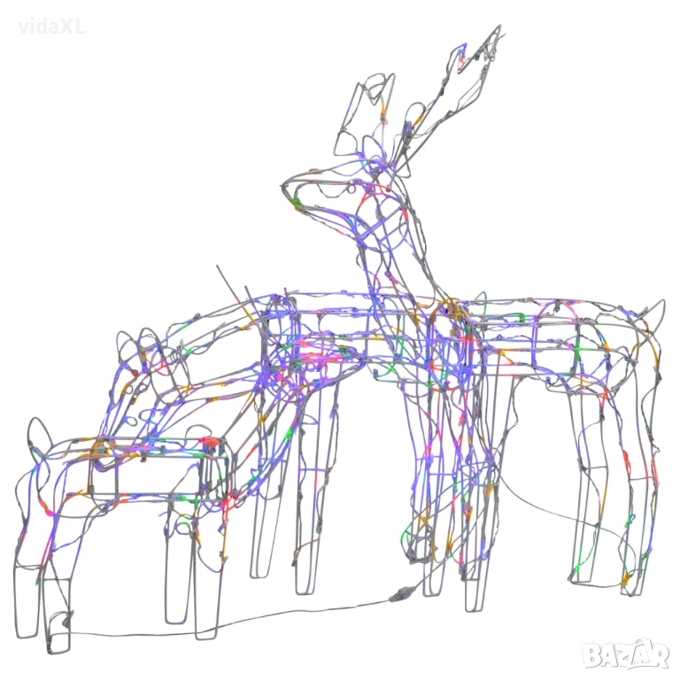 vidaXL Коледна украса, 3 светещи елена, 229 LED лампички(SKU:328542), снимка 1