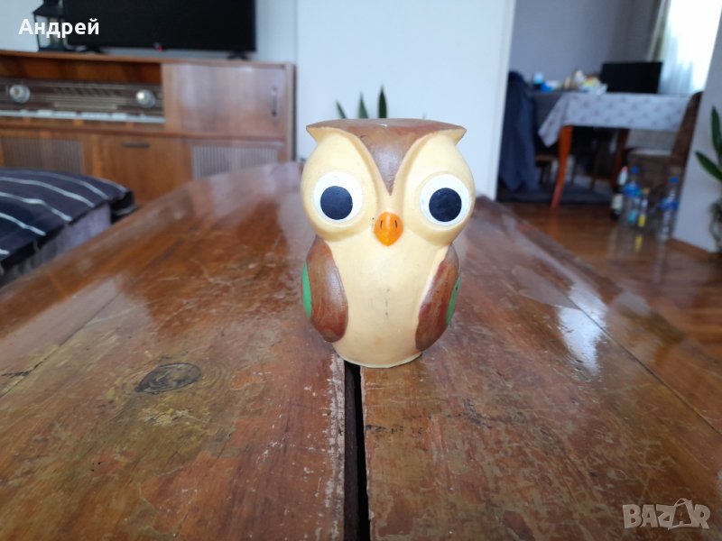 Стара гумена играчка бухал, снимка 1