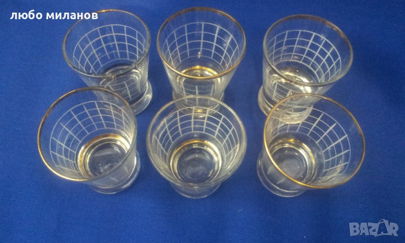 Ретро ракиени чашки, златни кантове 6 бр, снимка 1