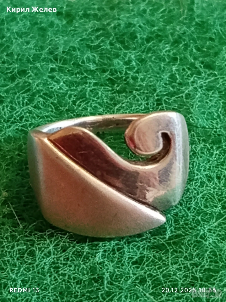 СРЕБЪРЕН ПРЪСТЕН с АБСТРАКТЕН ДИЗАЙН АРТ ДИЗАЙНЕРСКО БИЖУ МАЙСТОРСКА ИЗРАБОТКА 26560, снимка 1