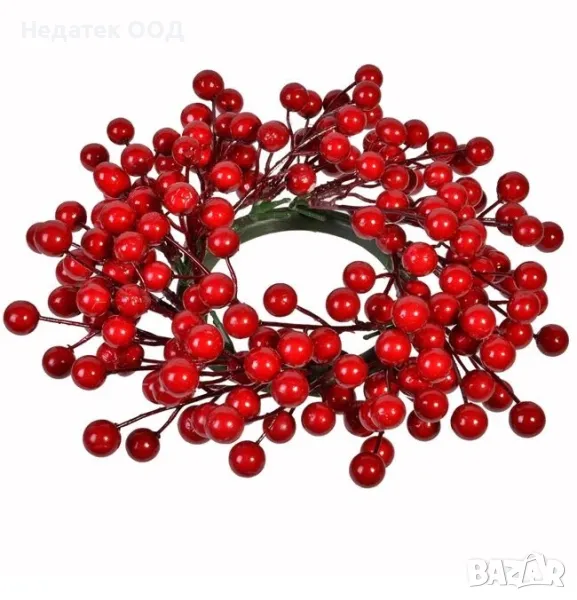 Пръстен за коледна декоративна свещ, плодове, Червен, 22см, снимка 1