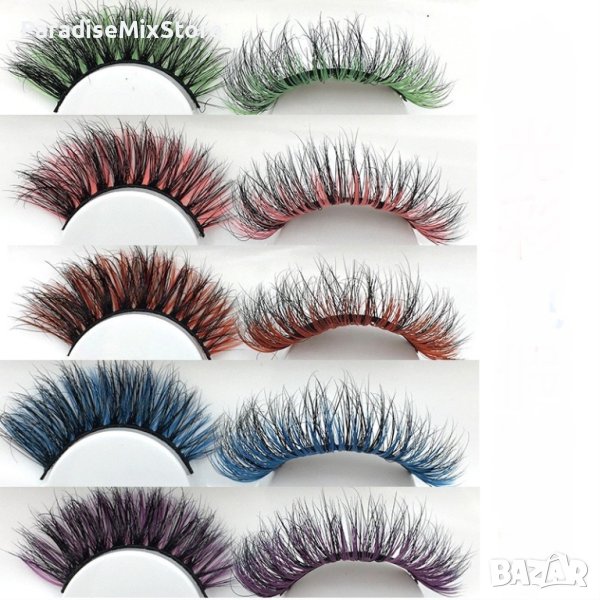 Флуористентни цветни изкуствени мигли, различни цветове , снимка 1