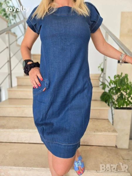 Стилна синя дамска рокля , снимка 1