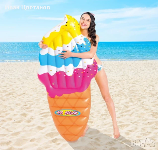 Надуваем дюшек във формата на сладолед, идеален аксесоар за летния сезон, снимка 1