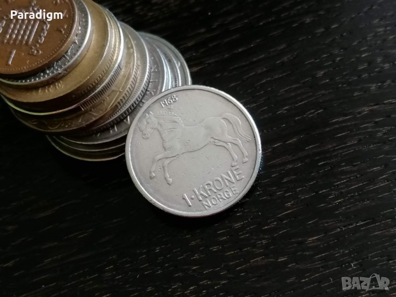 Mонета - Норвегия - 1 крона | 1968г., снимка 1