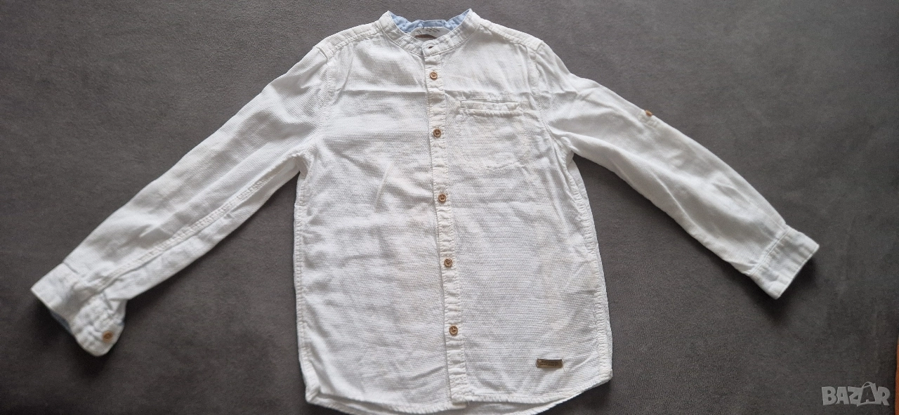 7-8г 128см Риза с дълъг ръкав бяла без следи от употреба, снимка 1