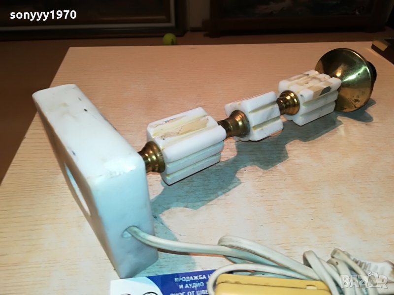 мараморна лампа-мед/месинг 40х11х11см 2206210822, снимка 1