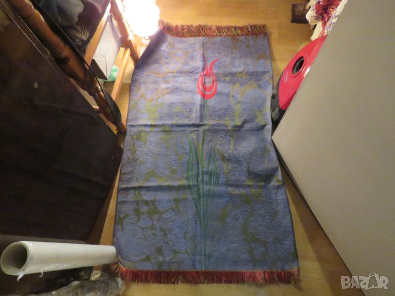 турско молитвено килимче, килимче за молитва за Намаз тъмносив фон с червено лале , снимка 1