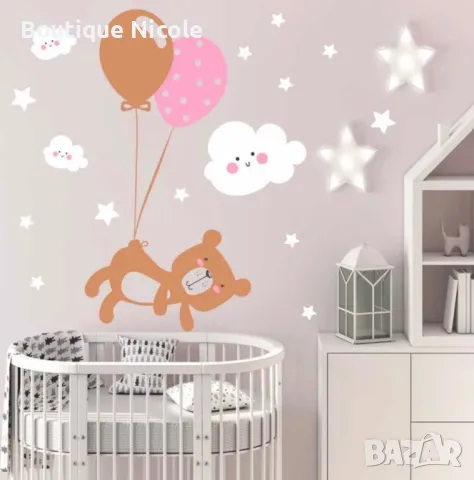 Стикер за детска стая "Летящо мече"  , снимка 4 - Декорация за дома - 48875879