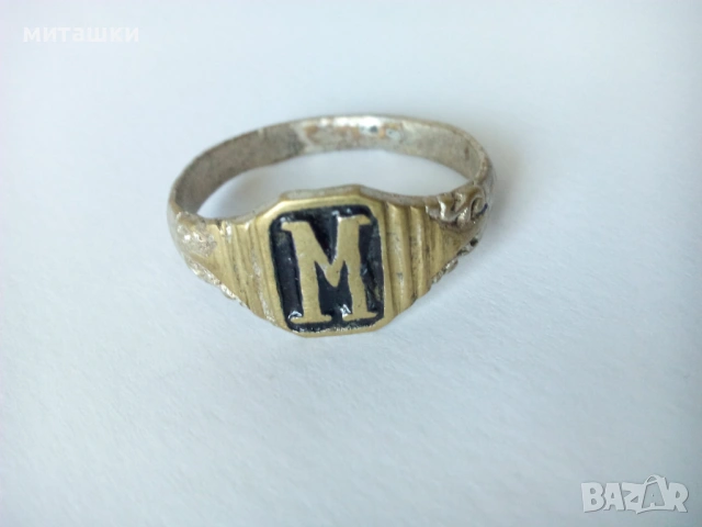 Стар пръстен печат с буква M, снимка 4 - Антикварни и старинни предмети - 45797310