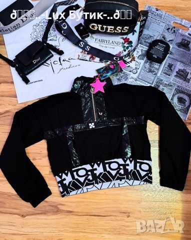 Дамска спортно елегантна черна блуза с ластик с надписи , снимка 6 - Блузи с дълъг ръкав и пуловери - 38345046