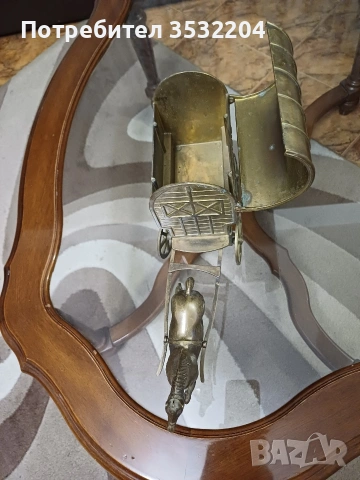 Бронзов кон и кола, снимка 5 - Антикварни и старинни предмети - 53306054