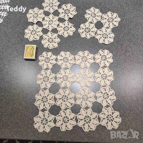 Винтидж ретро плетена дантела покривка каре мильо