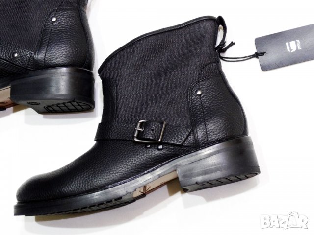 НОВИ и Намалени! G-Star Leon Boots Black Дамски Боти Естествена Кожа + Деним Номер 39, снимка 5 - Дамски боти - 35355026